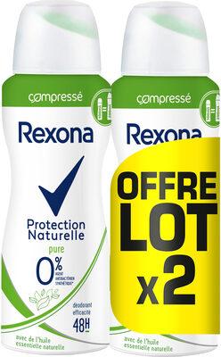 REXONA 0% Compressé Déodorant Femme Anti Transpirant Protection Naturelle Lot 2x100 ML