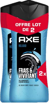 Axe Gel Douche 3en1 Homme Re-Load Frais et Vivifiant Lot 2x400ml