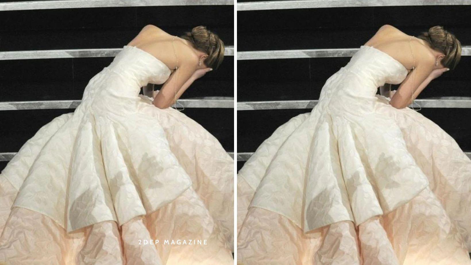 Jennifer Lawrence và cú ngã trên chiếc váy gần trăm tỷ 10 năm trước đến giờ vẫn là topic hot bền bỉ