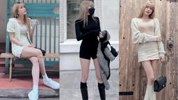 Mặc trời Hà Nội se lạnh, Thiều Bảo Trâm vẫn đam mê diện quần short, váy ngắn khoe chân dài "bất tận"
