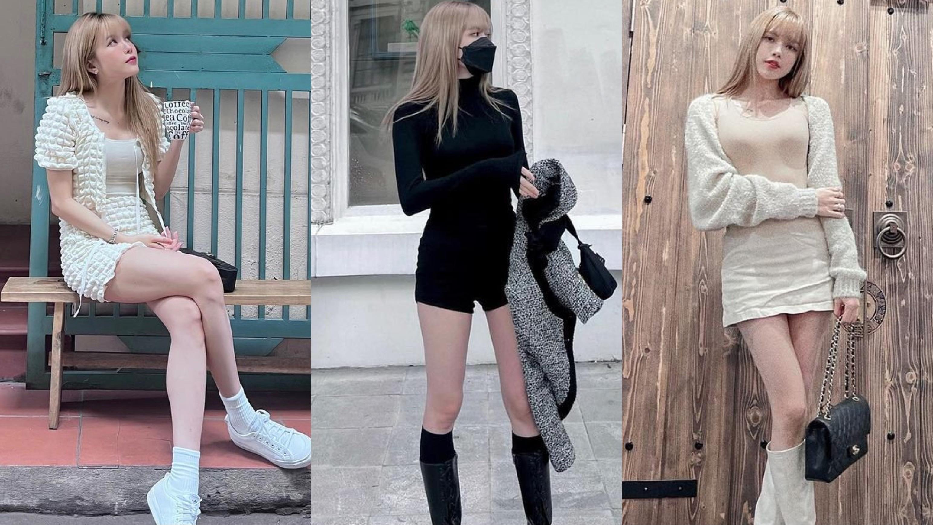 Mặc trời Hà Nội se lạnh, Thiều Bảo Trâm vẫn đam mê diện quần short, váy ngắn khoe chân dài "bất tận"