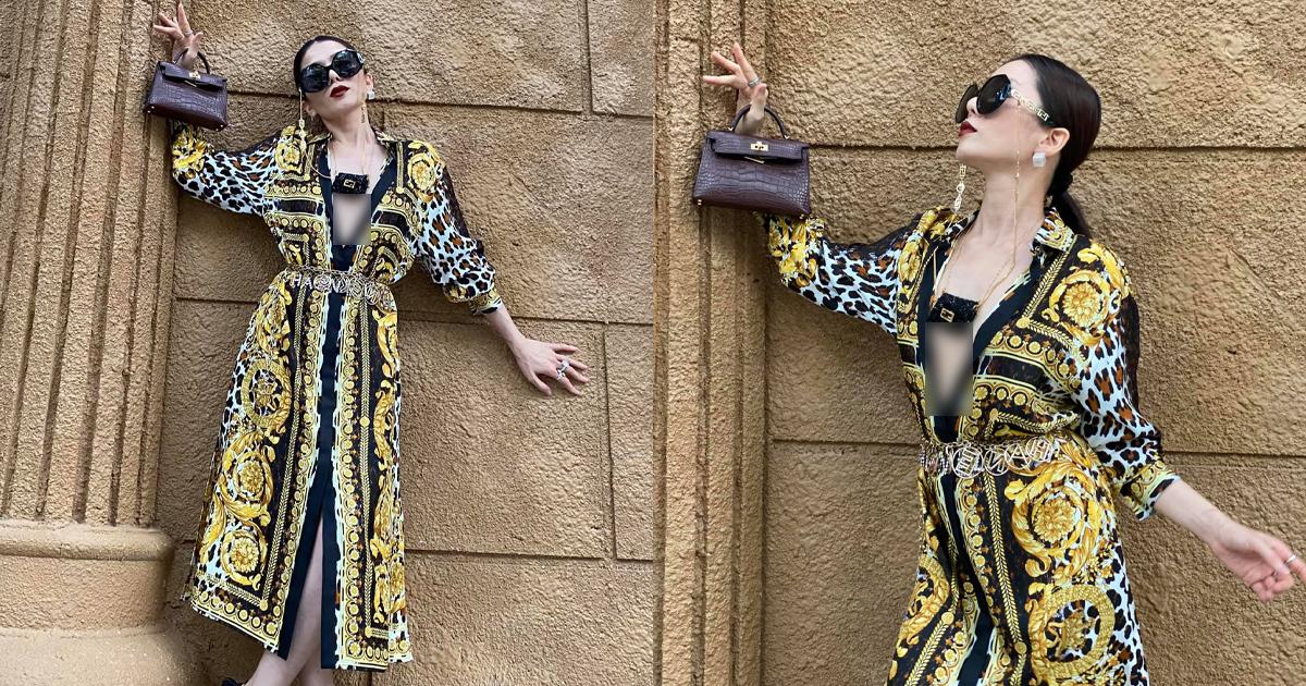 Lệ Quyên dát đồ hiệu từ đầu đến chân, phanh áo để đi rước đèn Trung thu