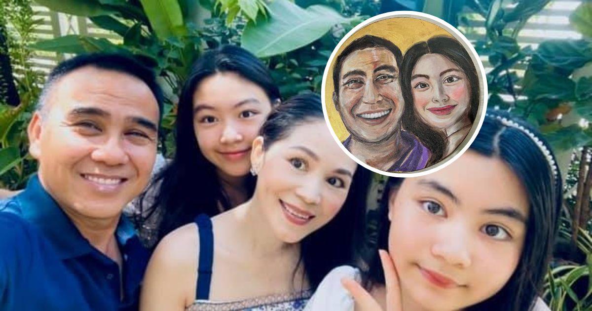 Nghẹn ngào xem bức tranh kèm thư tay con gái Quyền Linh gửi cha nhân ngày sinh nhật