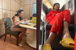 Khi Hoa hậu mê dép tổ ong: Thùy Tiên gây cười, một người còn hồn nhiên xỏ lên khoang thương gia