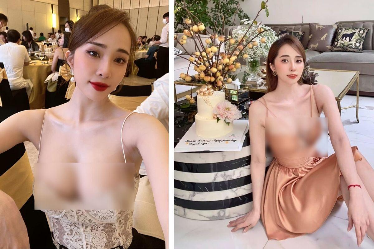 Thương thay cho dây áo váy của Quỳnh Nga khi phải căng mình gồng gánh cặp loa ngoại cỡ