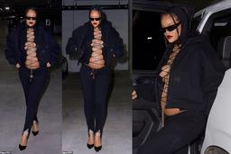 Từ khi công khai mang bầu, Rihanna ăn mặc ngày càng nóng bỏng, khoe bụng tròn xoe