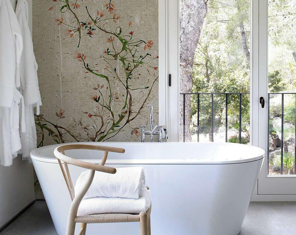 Giấy dán tường, ý tưởng trang trí phòng tắm nhỏ trở lên quyến rũ, nổi bật