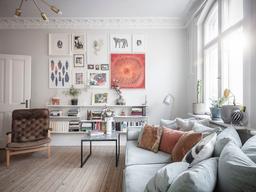 Căn hộ 56m² mang Scandinavian với phòng ngủ tí hon ngay trong phòng khách