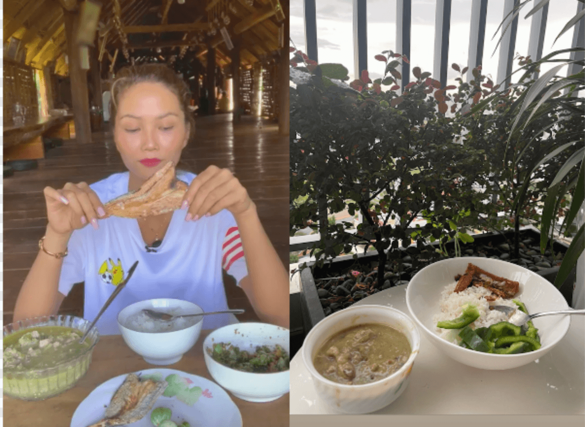 H’Hen Niê mang cơm ra ban công ăn, Phương Ly làm bánh gạo chiên kiểu Việt