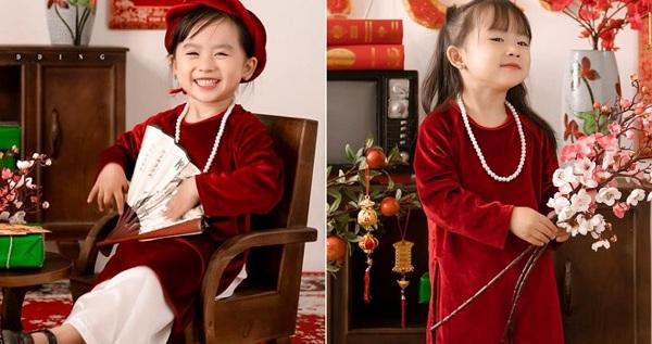 Mặc áo dài nhung chụp ảnh đón Tết, bé gái được thả tim lia lịa vì quá đỗi xinh xắn