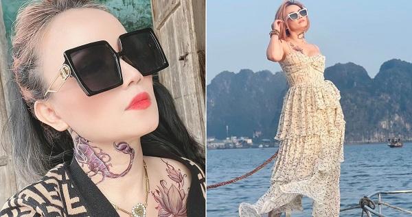 Hình con bọ cạp lớn xuất hiện trên cổ diễn viên Hoàng Yến ở tuổi U50