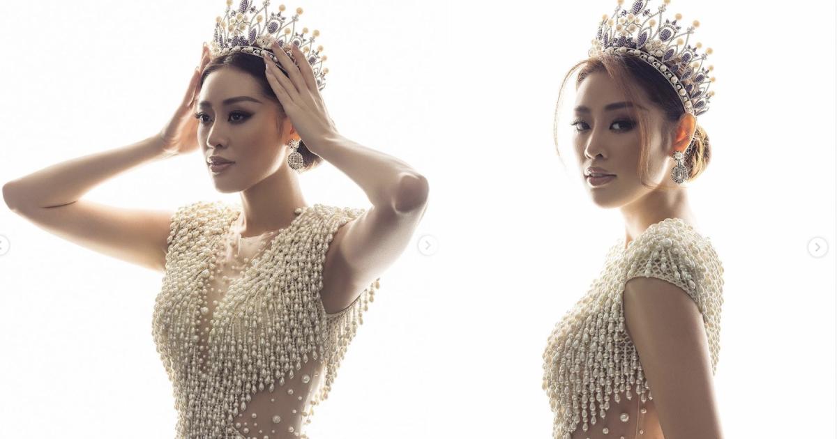 Hoa hậu Khánh Vân lộng lẫy như nữ hoàng trong chiếc váy ngọc trai trước thềm kết thúc nhiệm kì