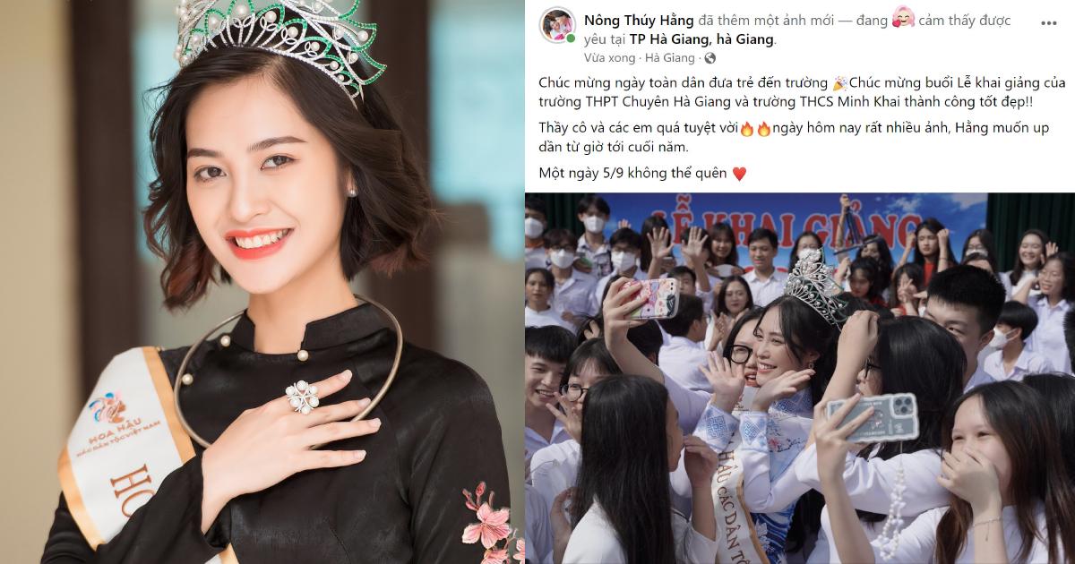 Hoa hậu Nông Thúy Hằng được người dân quê nhà vây kín hậu ồn ào bị ghẻ lạnh