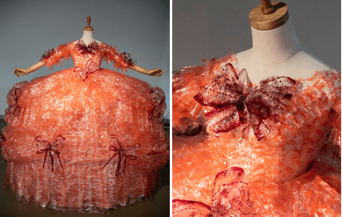 Nam sinh Nhật Bản chế tác chiếc váy từ 4.000 vỏ bánh gạo