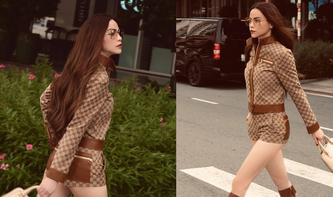 Sau nhiều tháng ru rú trong nhà chăm con, Hồ Ngọc Hà cũng chịu ra đường khoe đôi chân dài miên man
