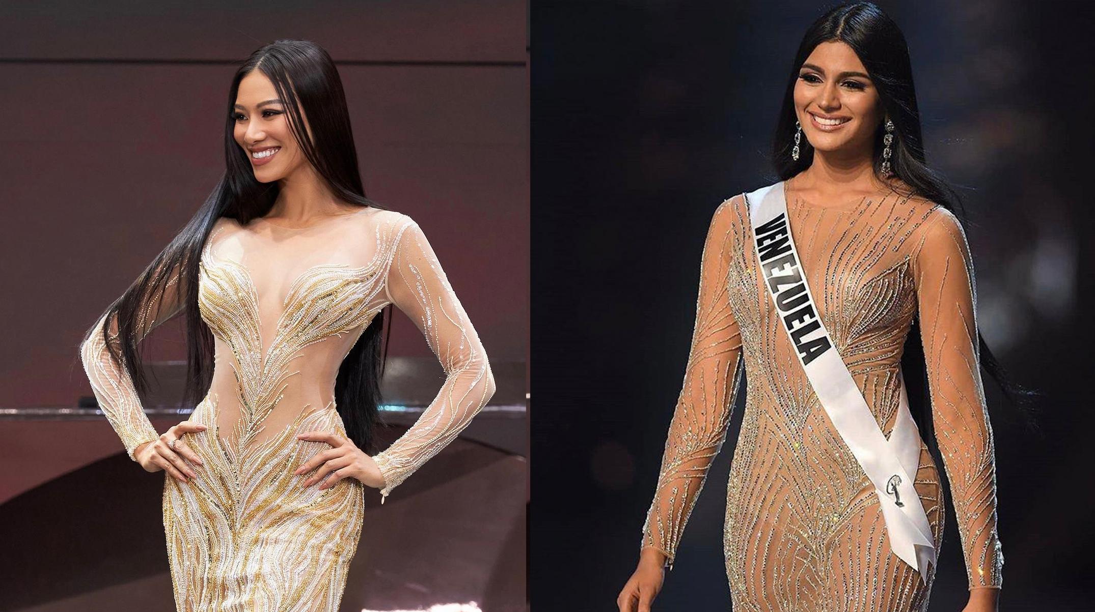 Tạo hình với váy dạ hội của Kim Duyên vừa công bố đã bị tố là "nhái" Á hậu HHHV 2018 người Venezuela