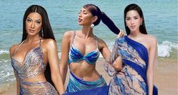 Thuỳ Tiên, Kim Duyên và Đỗ Thị Hà cùng diện váy "sóng nước" với tham vọng vươn ra biển lớn