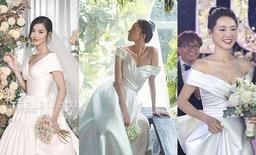 Ngô Thanh Vân, Đông Nhi, Nhã Phương đam mê váy cưới cổ V rớt vai: Đủ gợi cảm, thừa sang trọng