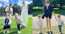 Thời trang cặp song sinh Hồ Ngọc Hà khi "về quê": Lisa như "công chúa nhỏ", Leon ra dáng nam thần