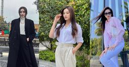 Đỗ Thị Hà mặc mỗi sơ mi, quần âu nhưng nhờ tài năng mix&match đa dạng mà gu thời trang thăng hạng