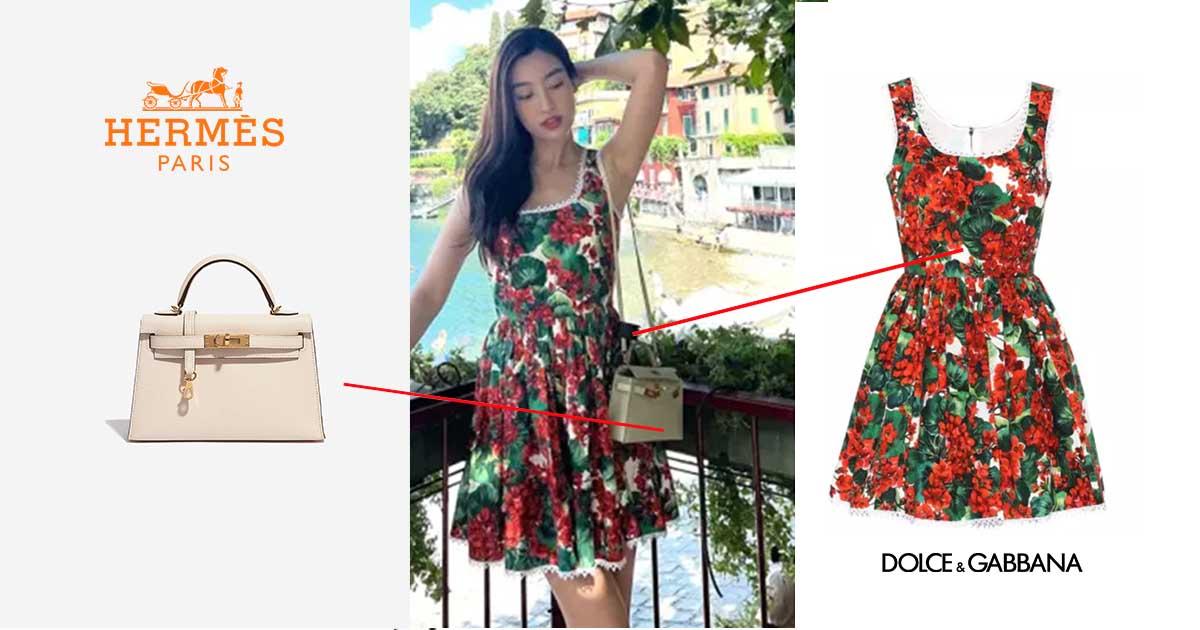 Góc bóc giá: Đỗ Mỹ Linh diện set đồ ngót 350 triệu đồng khi vi vu trời Tây cùng con trai bầu Hiển