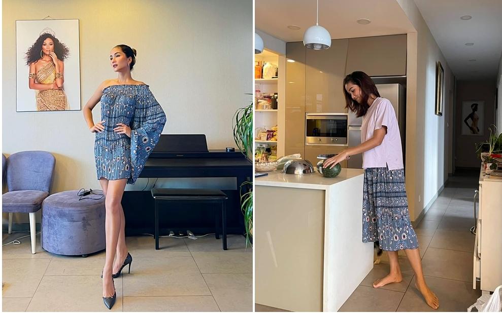 H'hen Niê mặc quần 80 ngàn thành váy lệch vai, long lanh như bìa tạp chí