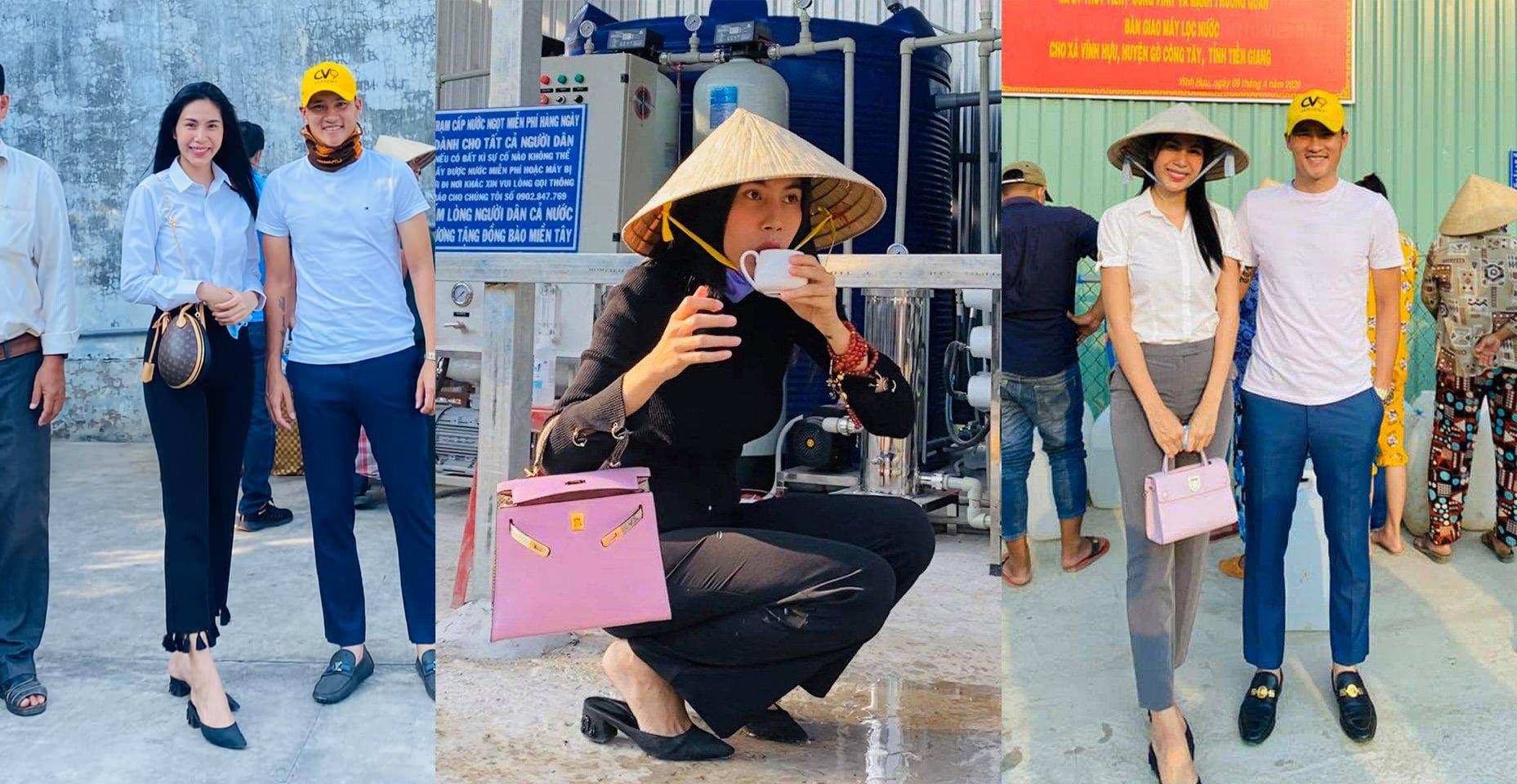 Thuỷ Tiên từng không ít lần đeo túi hiệu đắt đỏ đi từ thiện