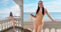 Mẹ 1 con Bảo Thy "gây lú" với đồ bơi một mảnh màu da: Khán giả bình luận "y như không mặc đồ"