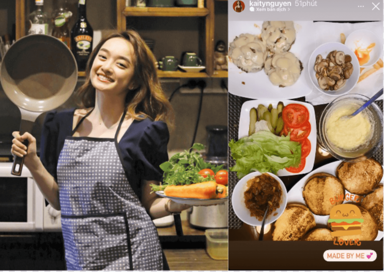 Kaity Nguyễn vào bếp làm hamburger, Hồ Ngọc Hà khoe bữa sáng chuẩn healthy
