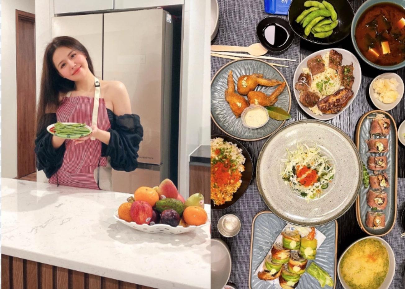 Phanh Lee và Lan Khuê "đọ" bàn ăn ngập tràn những món Nhật hấp dẫn