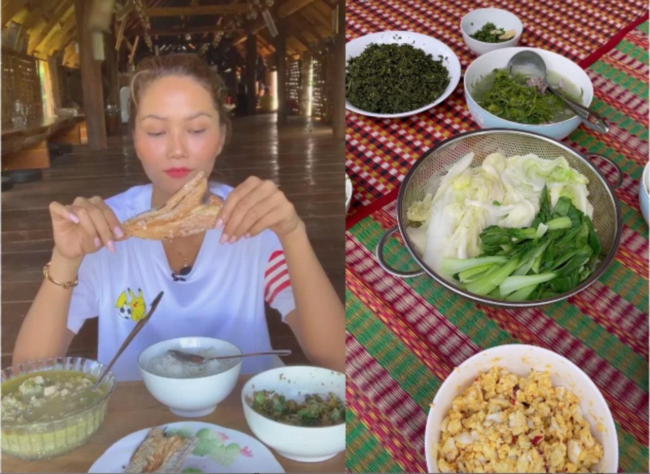H’Hen Niê khoe mâm cơm nhà và “món tủ” trứng dầm nước mắm chấm rau luộc