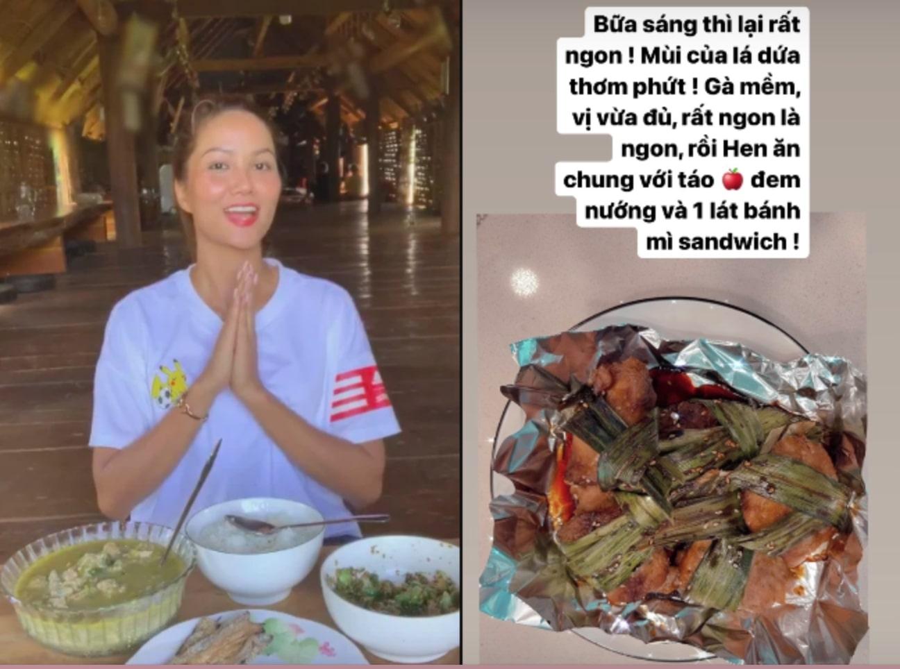 H’Hen Niê có bữa sáng ngon lành với món gà cuộn lá dứa, Bảo Thy khoe bữa ăn thịnh soạn mừng sinh nhật chồng