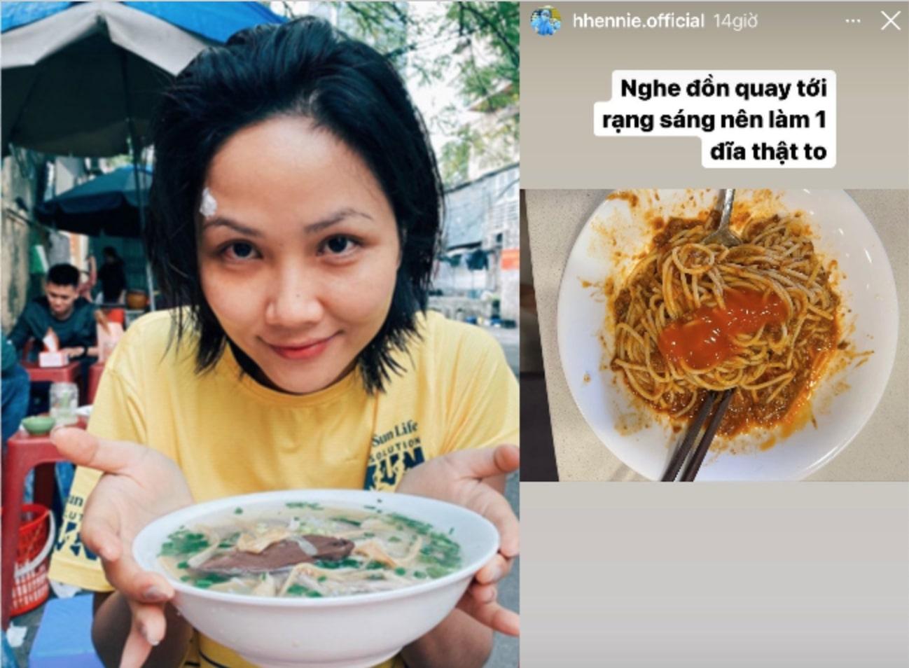 H’Hen Niê ăn vội đĩa mỳ trước giờ quay, Hà Tăng cân đẹp món ăn từ Âu đến Á