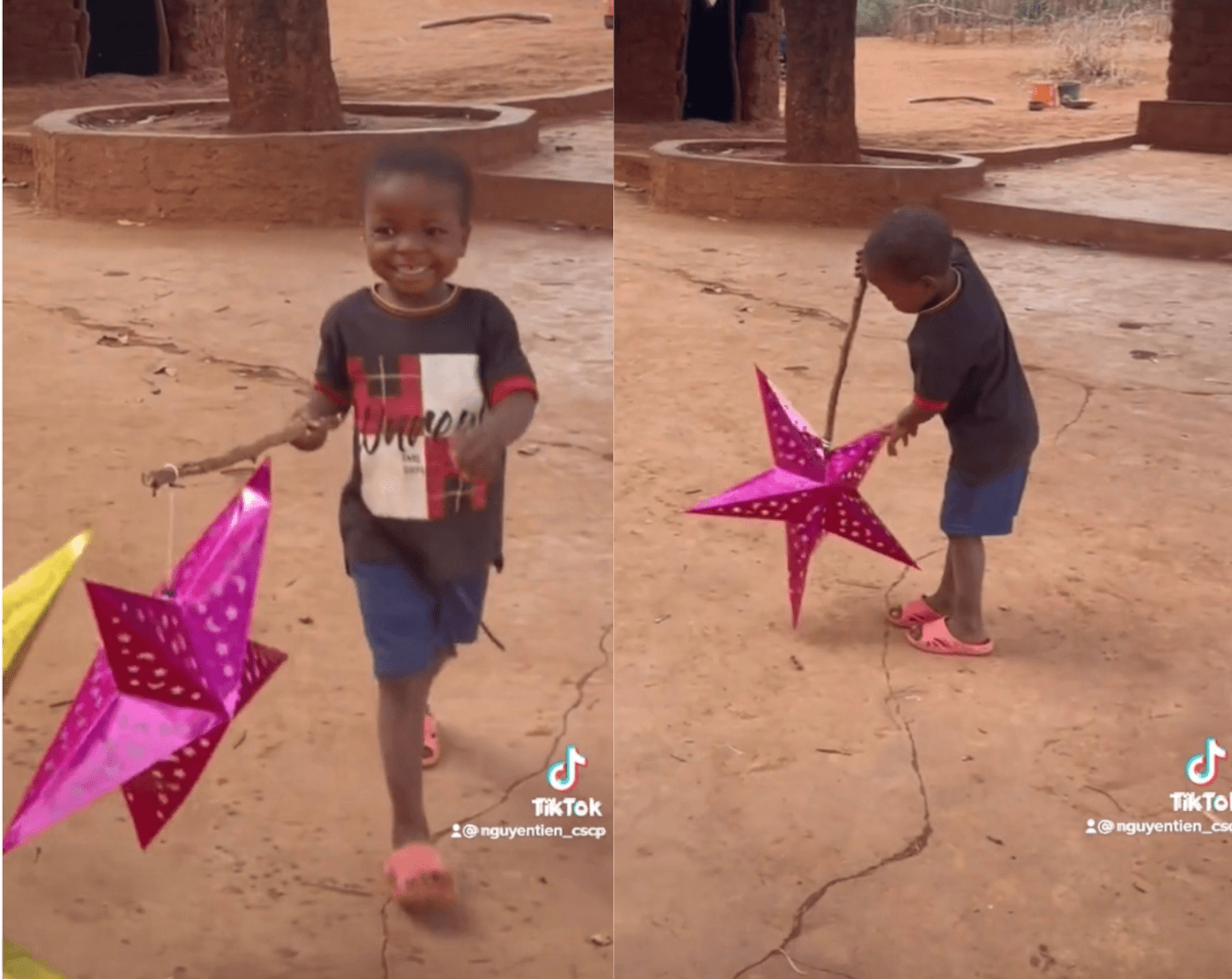 Lôi con hào hứng rước đèn ông sao nhân dịp Trung thu, kích thước và màu sắc đèn nhìn đã thấy vui