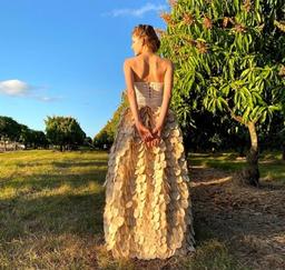 Nữ sinh 18 tuổi tự tay làm váy bằng hột xoài để bảo vệ môi trường