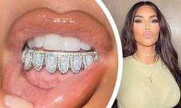 Kim Kardashian khoe "răng" làm bằng đá Opal