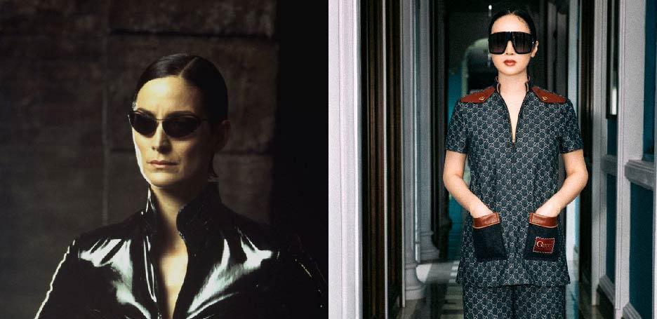 Diện cây Gucci đeo kính đen, Giáng My muốn tự ứng cử nữ chính phim Ma Trận?