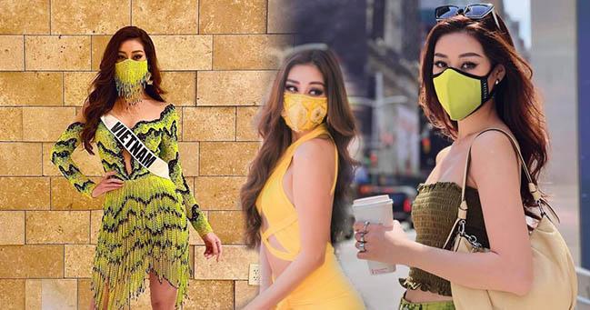 Khánh Vân "nổi bần bật" với BST khẩu trang không đụng hàng trên đất Mỹ