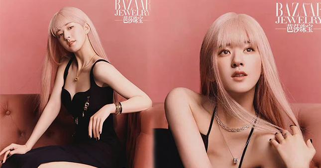 Triệu Lộ Tư nhuộm tóc hồng xuất hiện trên bìa tạp chí thời trang