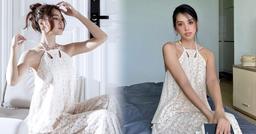 Tiểu Vy và Ninh Dương Lan Ngọc mặc chung bộ đồ ren cổ yếm gợi cảm