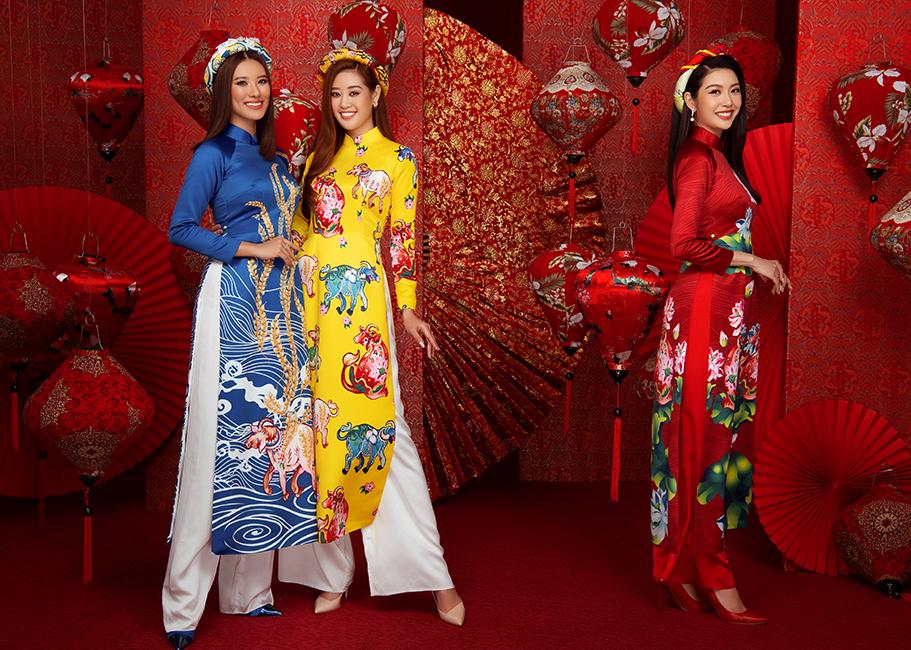 Các Hoa hậu, Á hậu Hoàn vũ Việt Nam rạng ngời diện áo dài xuân