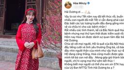 Hòa Minzy ủng hộ Hải Dương 50 triệu chống dịch, giải thích lý do chậm trễ