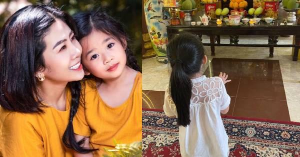 Con gái Mai Phương đến thắp hương cho mẹ ngày giỗ đầu