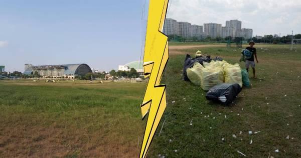 Ê-kíp Mỹ Tâm hỗ trợ ban quản lý SVĐ Phú Thọ dọn sạch rác