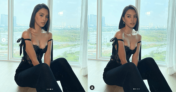 Chỉ ngồi và không làm gì, Tiểu Vy cũng hút ánh nhìn với vòng một căng đầy