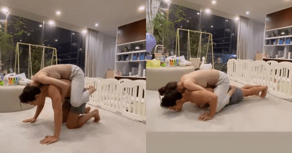 Vừa cõng vợ vừa chống đẩy, Kim Lý vẫn bị Hà Hồ thách thức thế này