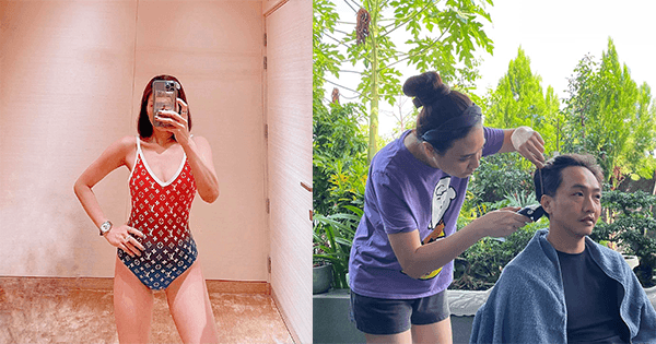 Đàm Thu Trang cắt tóc cho chồng, Châu Bùi được ví như Song Hye Kyo