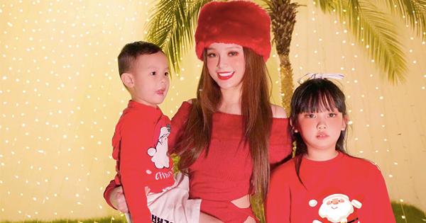 Huyền Baby bé hơn cả con gái 8 tuổi trong bức ảnh giáng sinh không chỉnh sửa