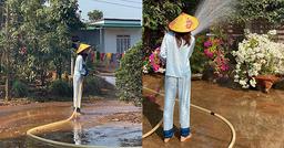H'Hen Niê đội nón lá dọn nhà ngày 29 Tết đúng chuẩn "về nhà là một đứa con ngoan"