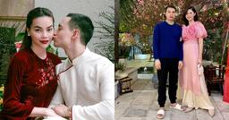 Sao Việt ngày mùng 1 Tết: Chồng đại gia của Thanh Tú mặc giản dị, Hà Hồ sang trọng bên Kim Lý